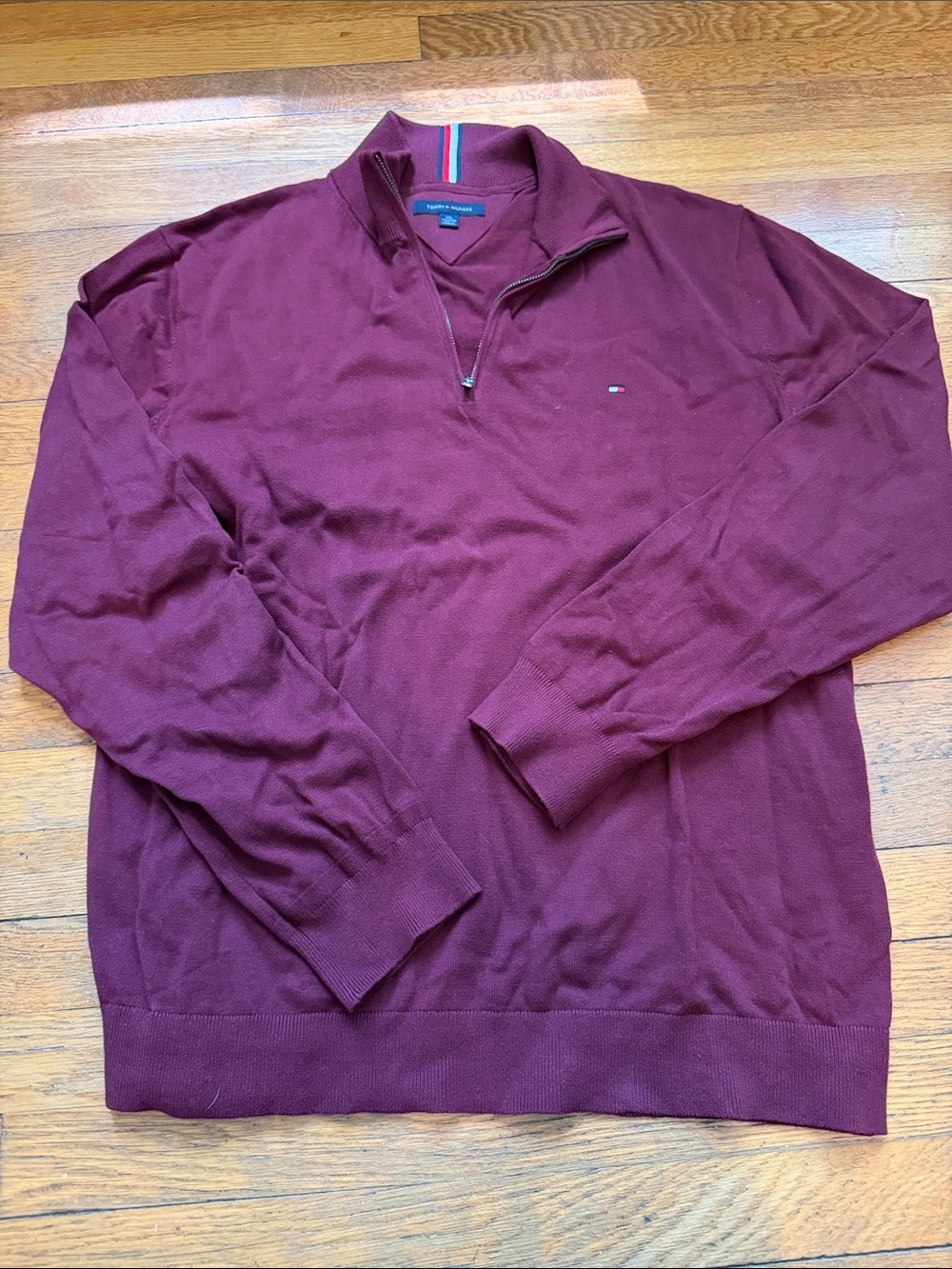 Tommy Hilfiger Men’s Half-Zip Sweater in Burgundy